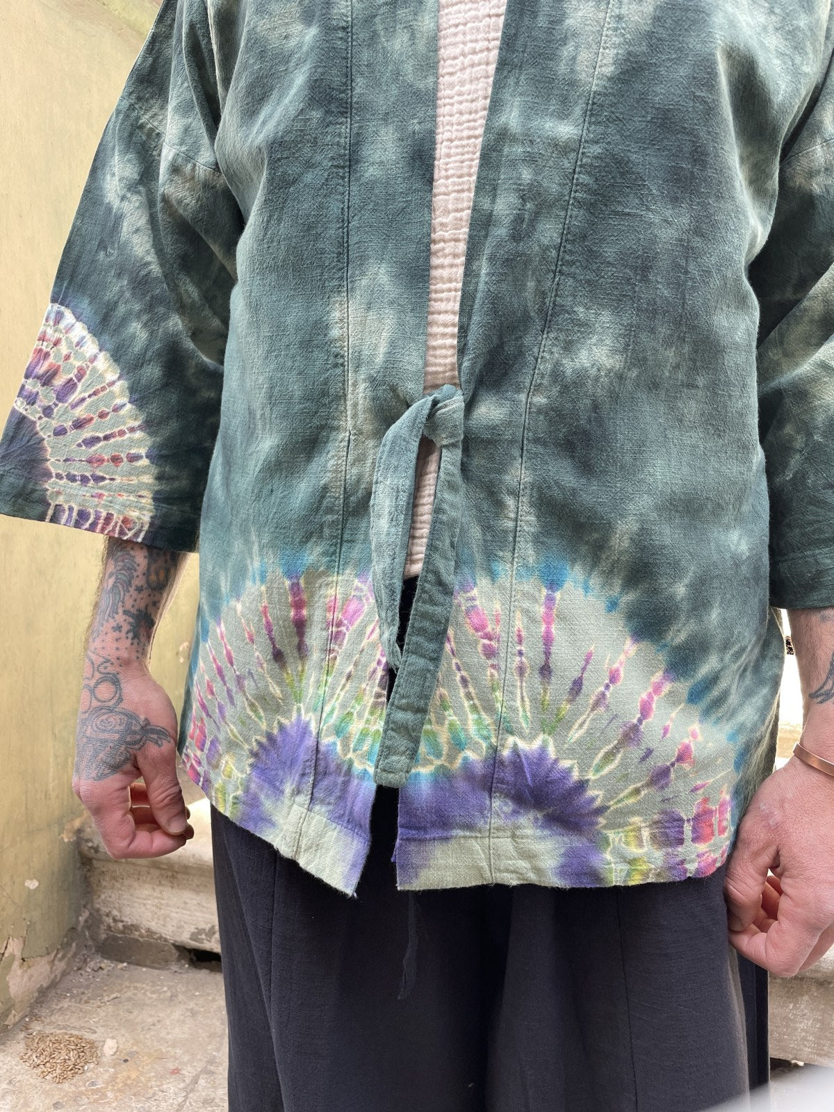 Bohem Erkek Chakra Batik Tasarım Kimono Ceket