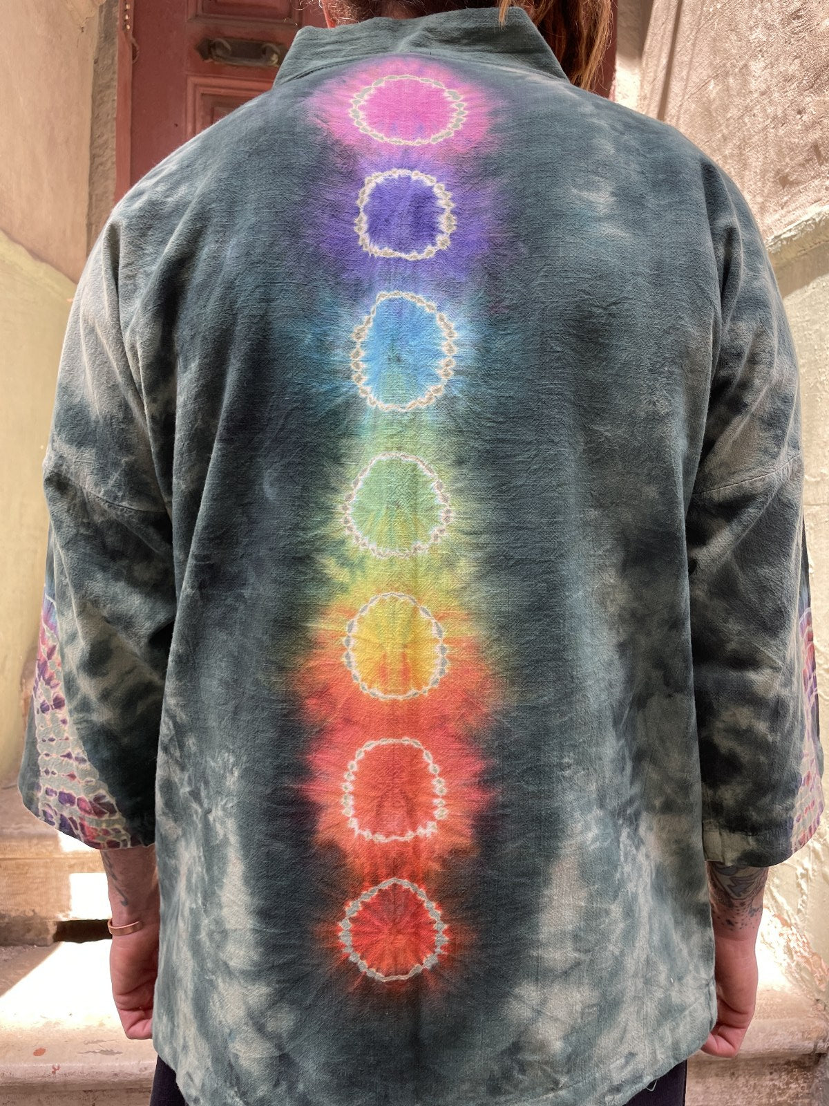 Bohem Erkek Chakra Batik Tasarım Kimono Ceket