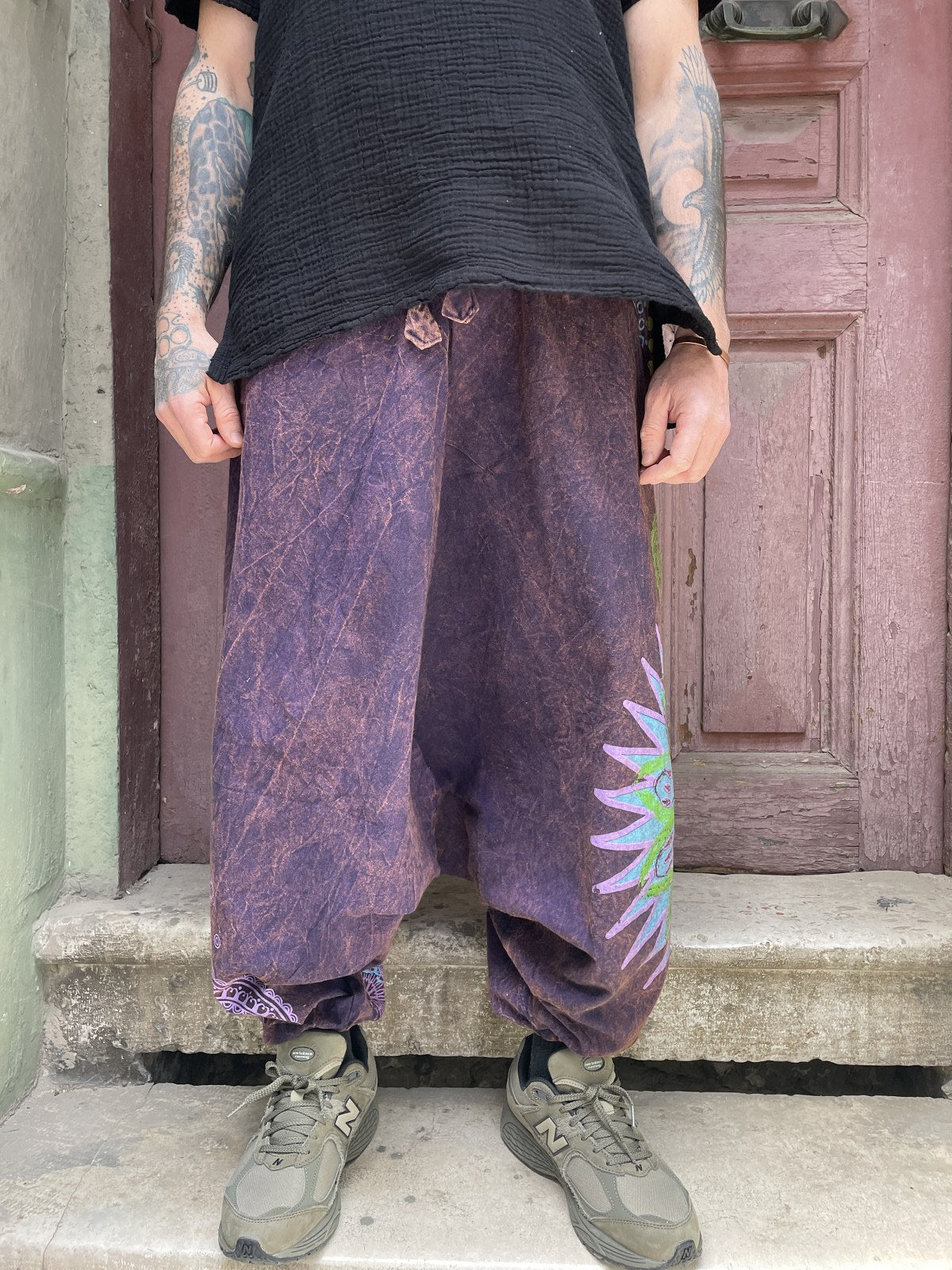 Unisex Nepal Mandala Desenli Şalvar Pantolon