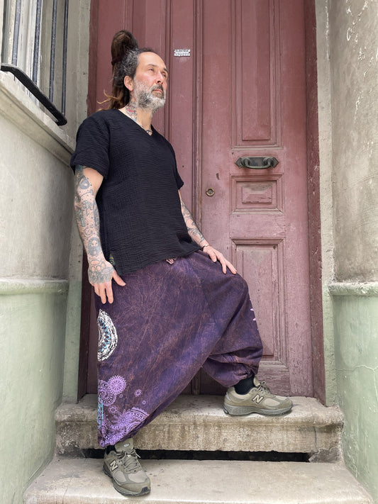 Unisex Nepal Mandala Desenli Şalvar Pantolon