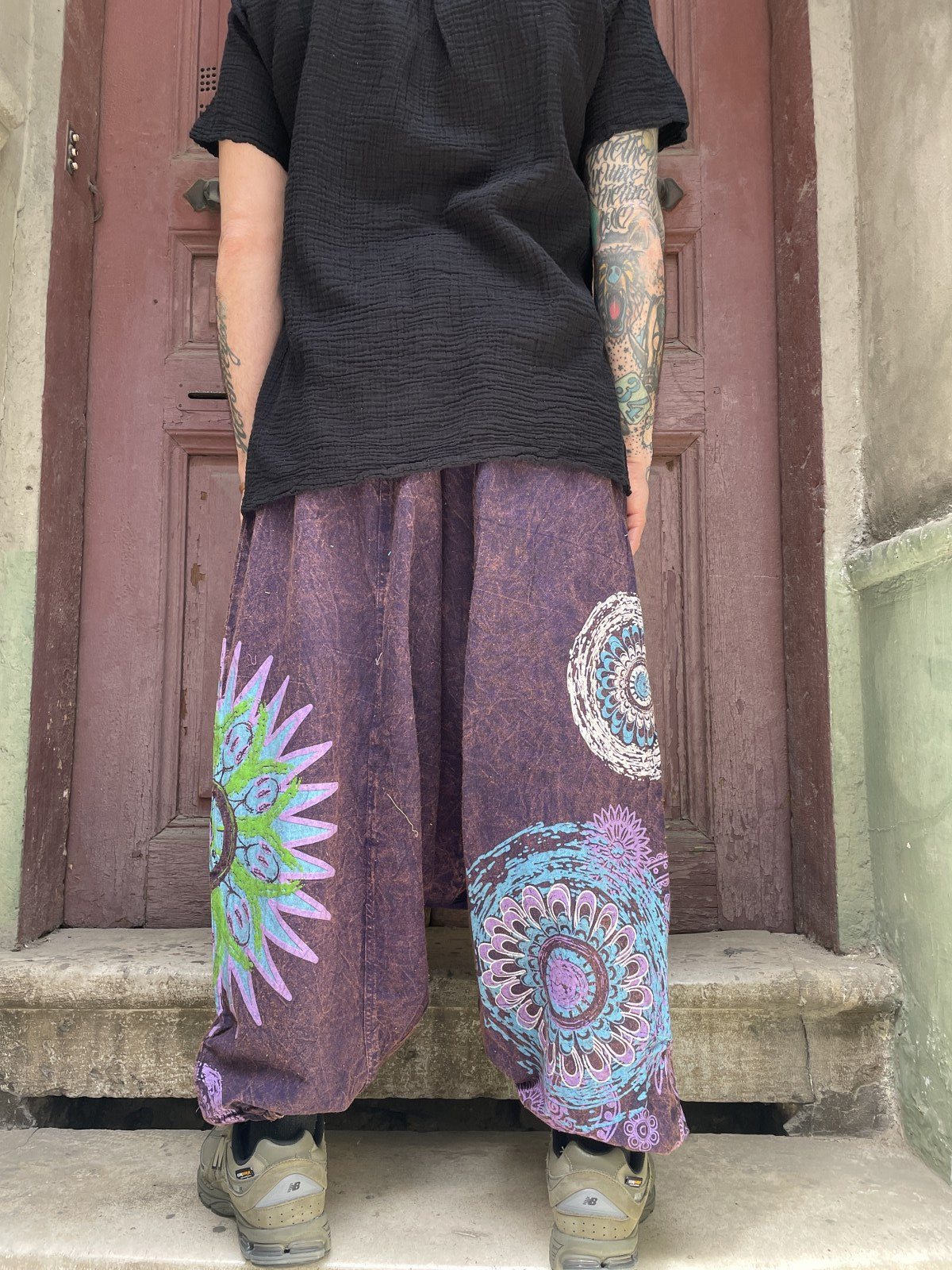 Unisex Nepal Mandala Desenli Şalvar Pantolon