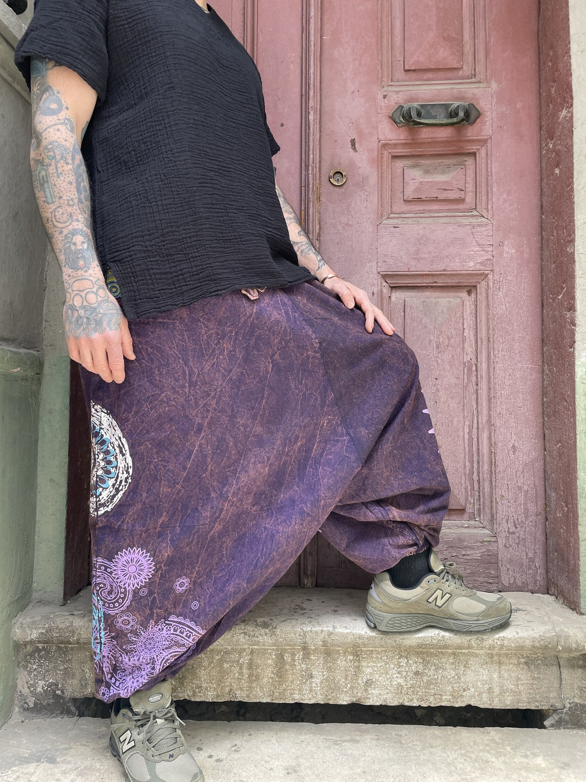 Unisex Nepal Mandala Desenli Şalvar Pantolon