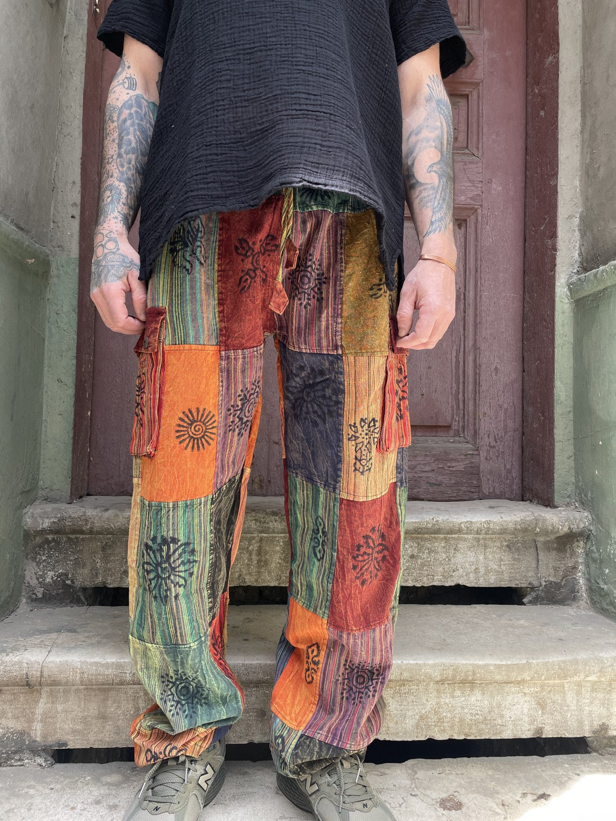 Unisex Bohem Nepal Patchwork Pantolon – Güneş