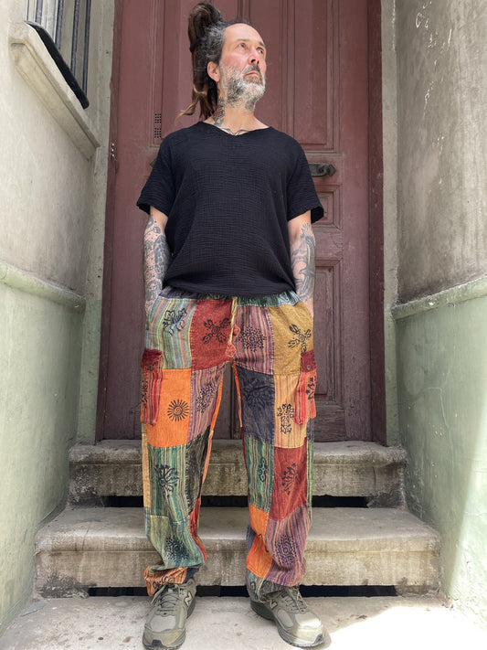 Unisex Bohem Nepal Patchwork Pantolon – Güneş