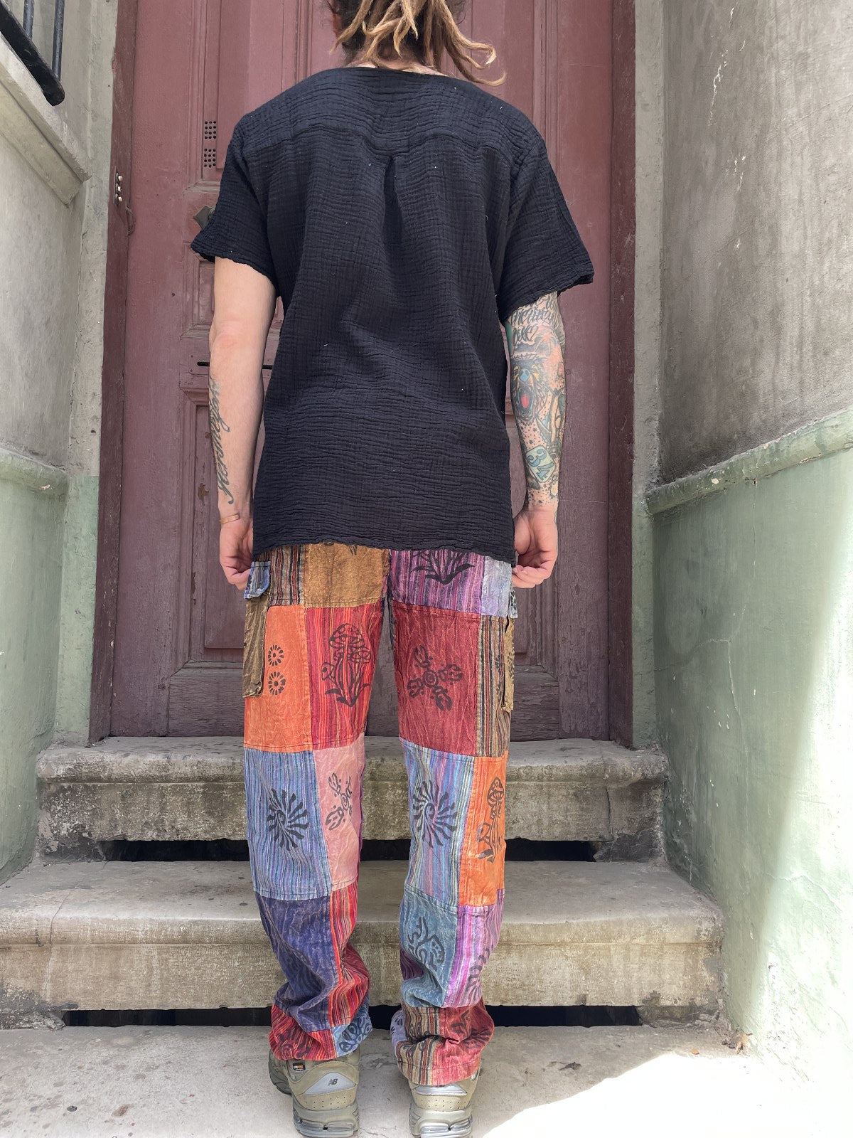 Unisex Bohem Nepal Patchwork Pantolon – Mor