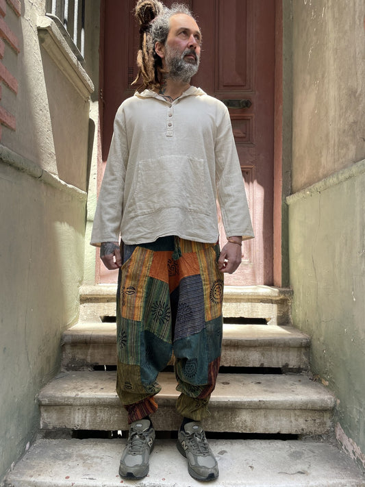 Nepal Patchwork Sarı Yeşil Kadın Pantolon