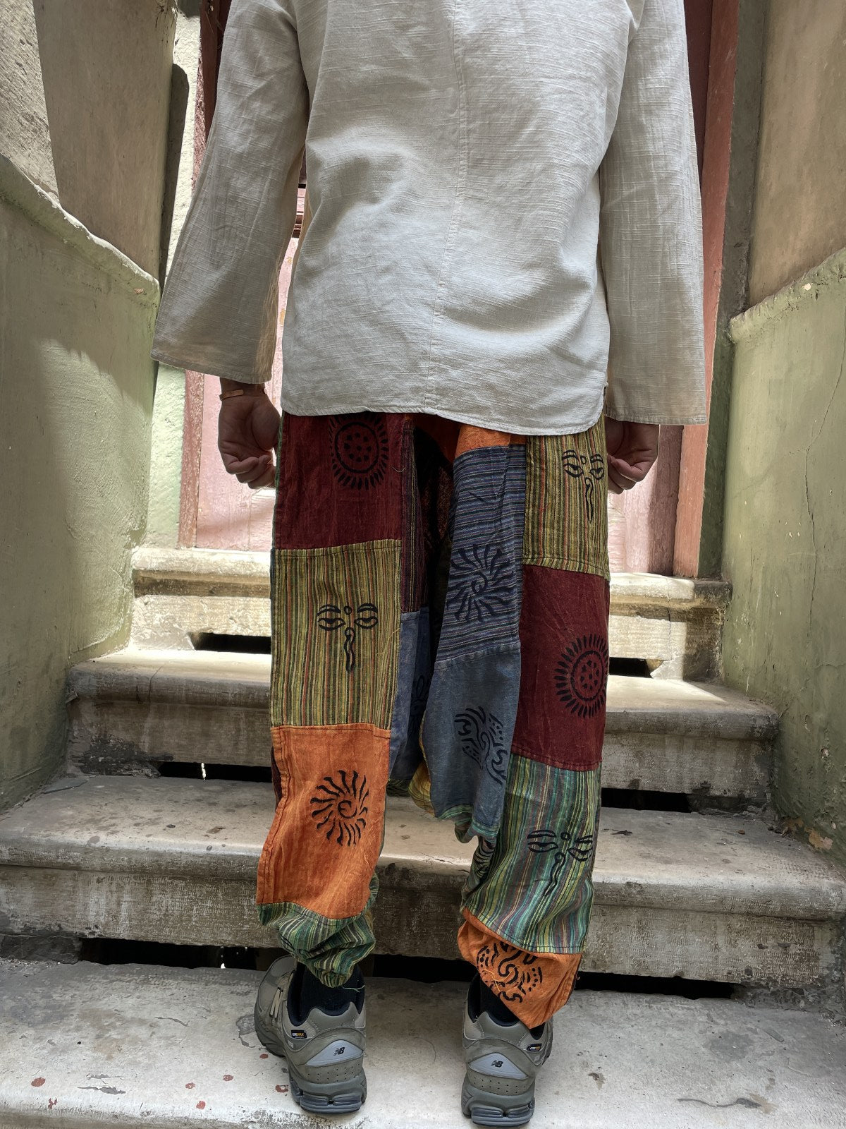 Nepal Patchwork Sarı Yeşil Kadın Pantolon