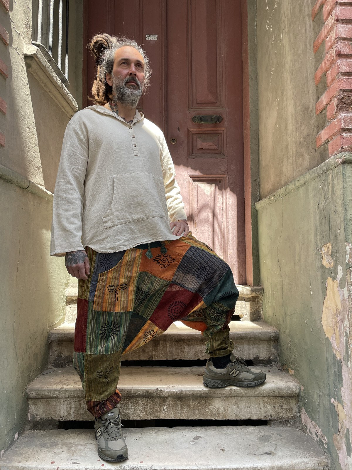 Nepal Patchwork Sarı Yeşil Kadın Pantolon