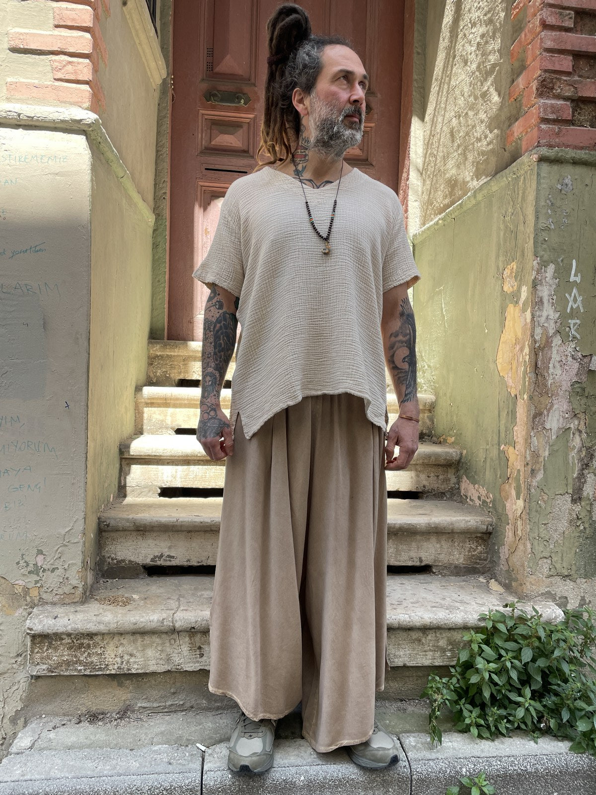 Bohem Erkek Bol Paça Pantolon – Lastikli Bel, Yazlık Rahat Stil