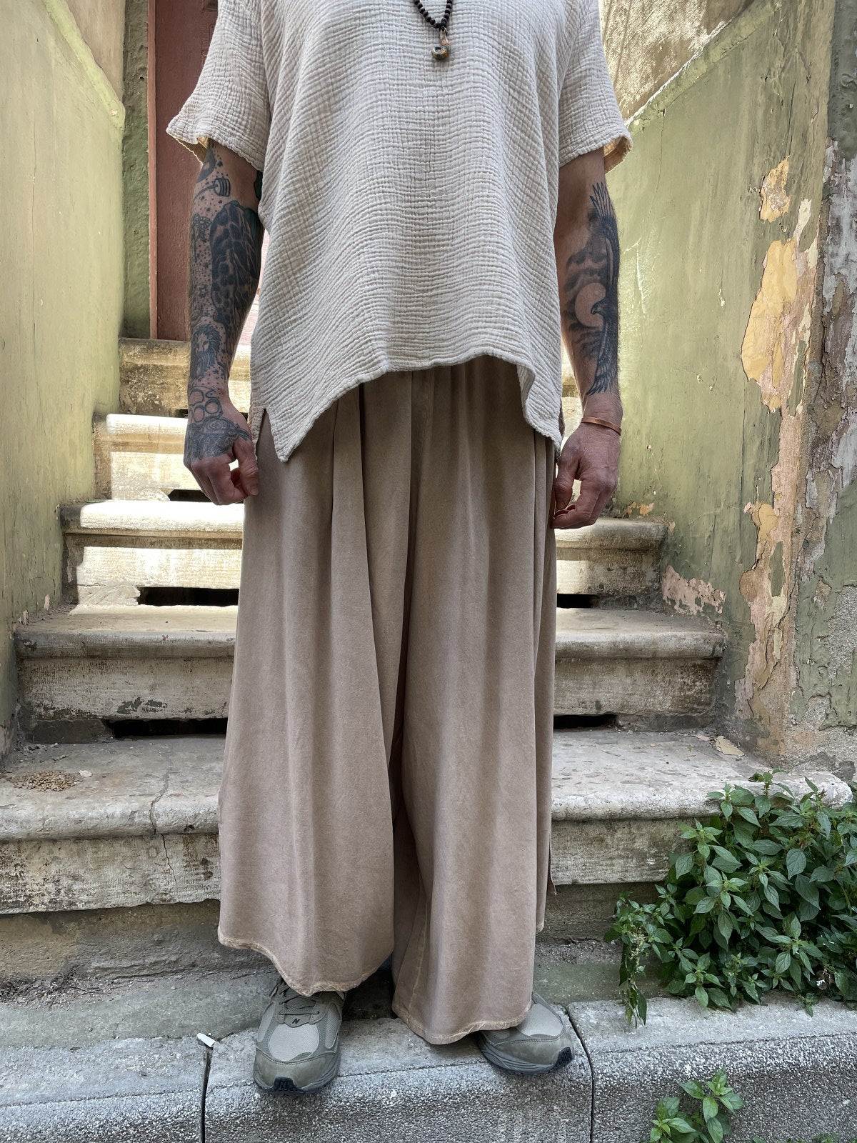 Bohem Erkek Bol Paça Pantolon – Lastikli Bel, Yazlık Rahat Stil