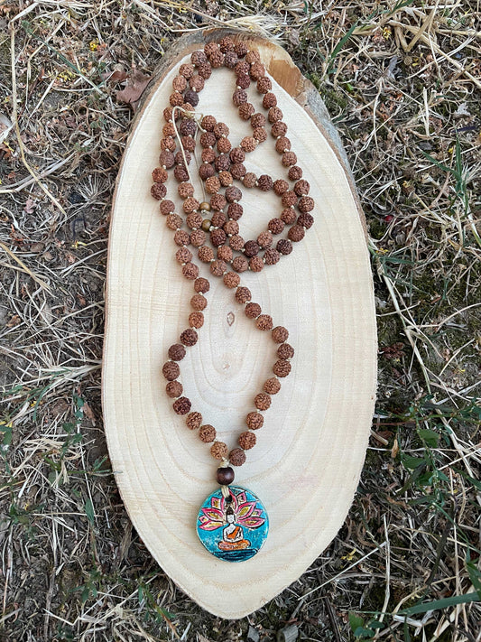 Yoga Sembolü Rudraksha Tohumu Seramik Doğal Tas Mala Kolye