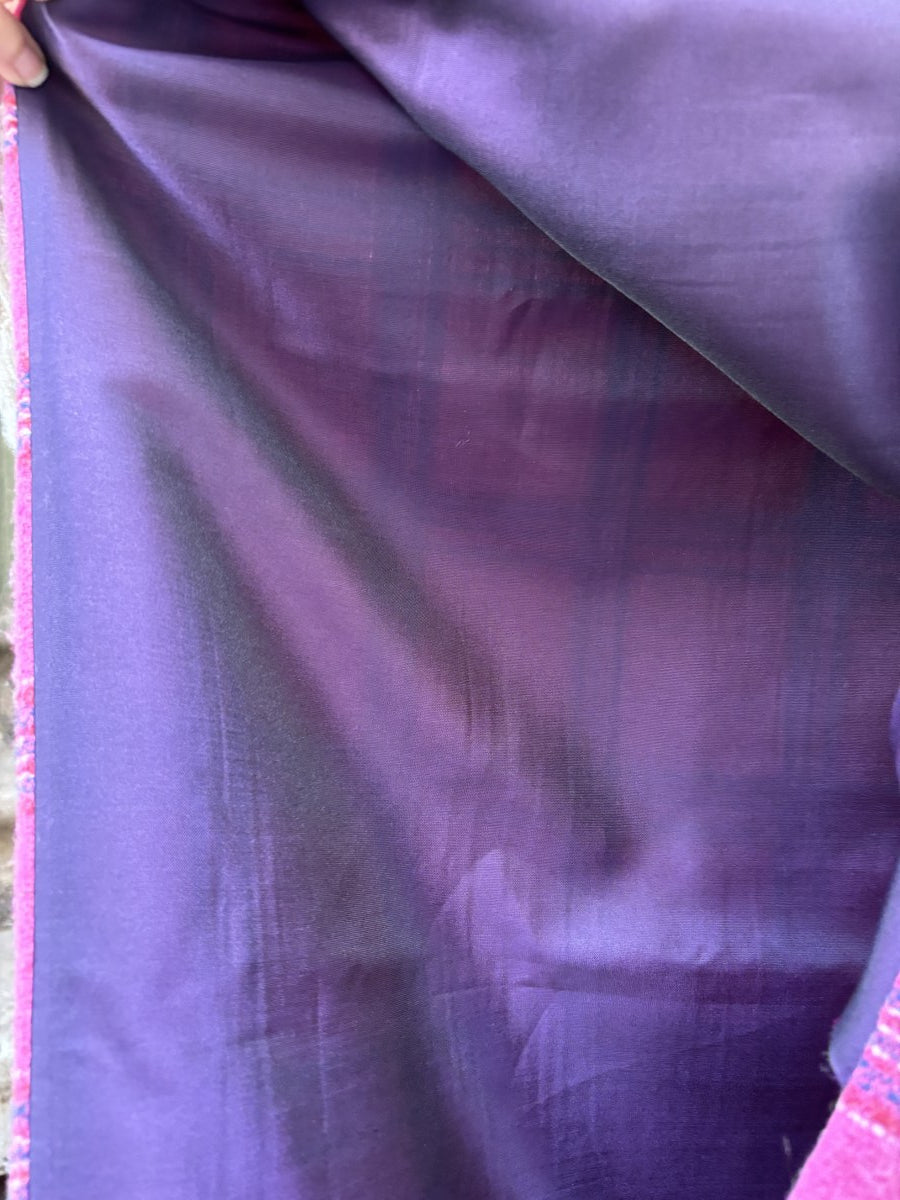 Pembe Mor Çift Taraflı Ekose & İpek Boyunluk – Kışlık, Yumuşak, Özel Tasarım