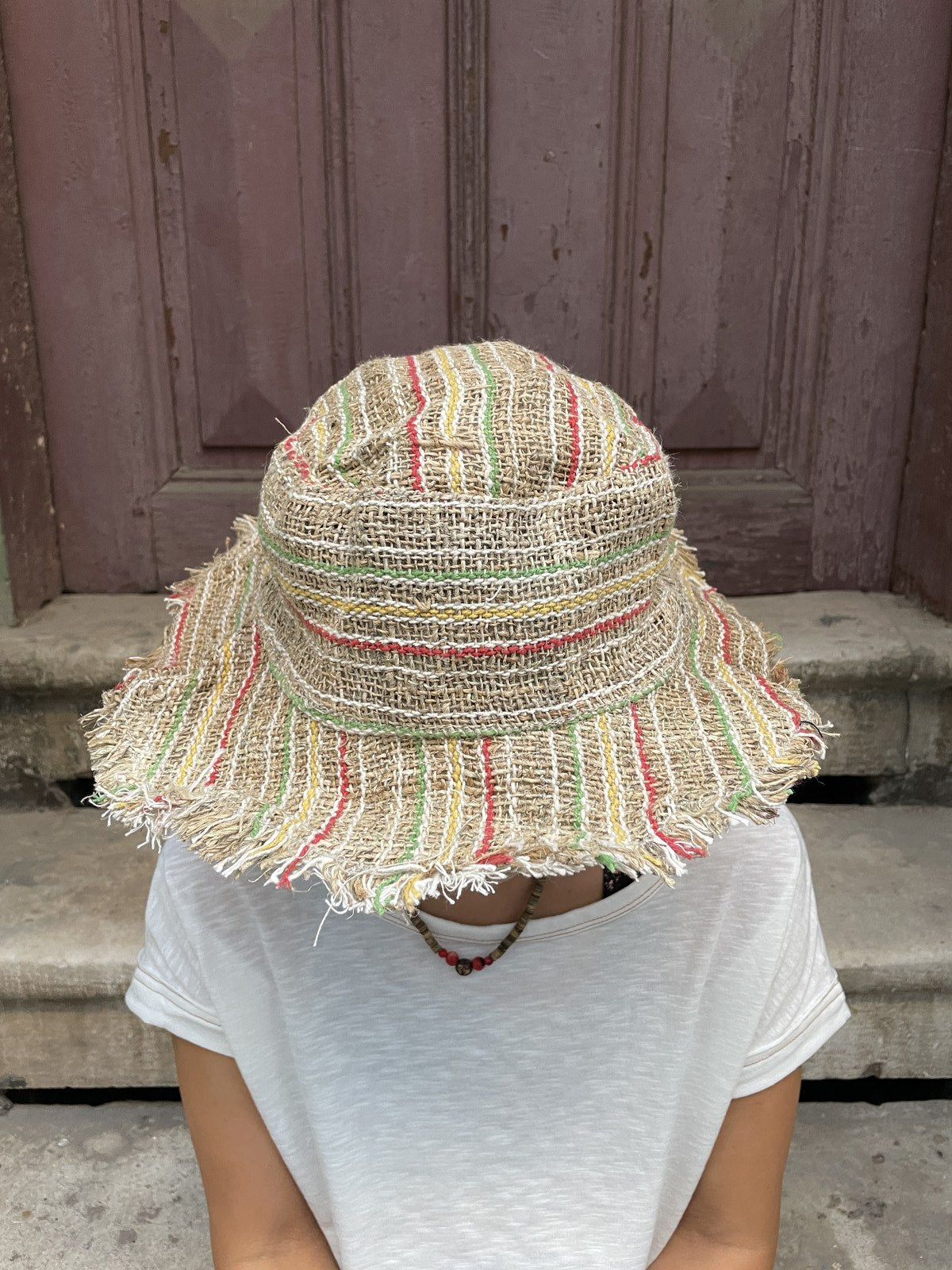 Doğal Hemp Çizgili Şapka