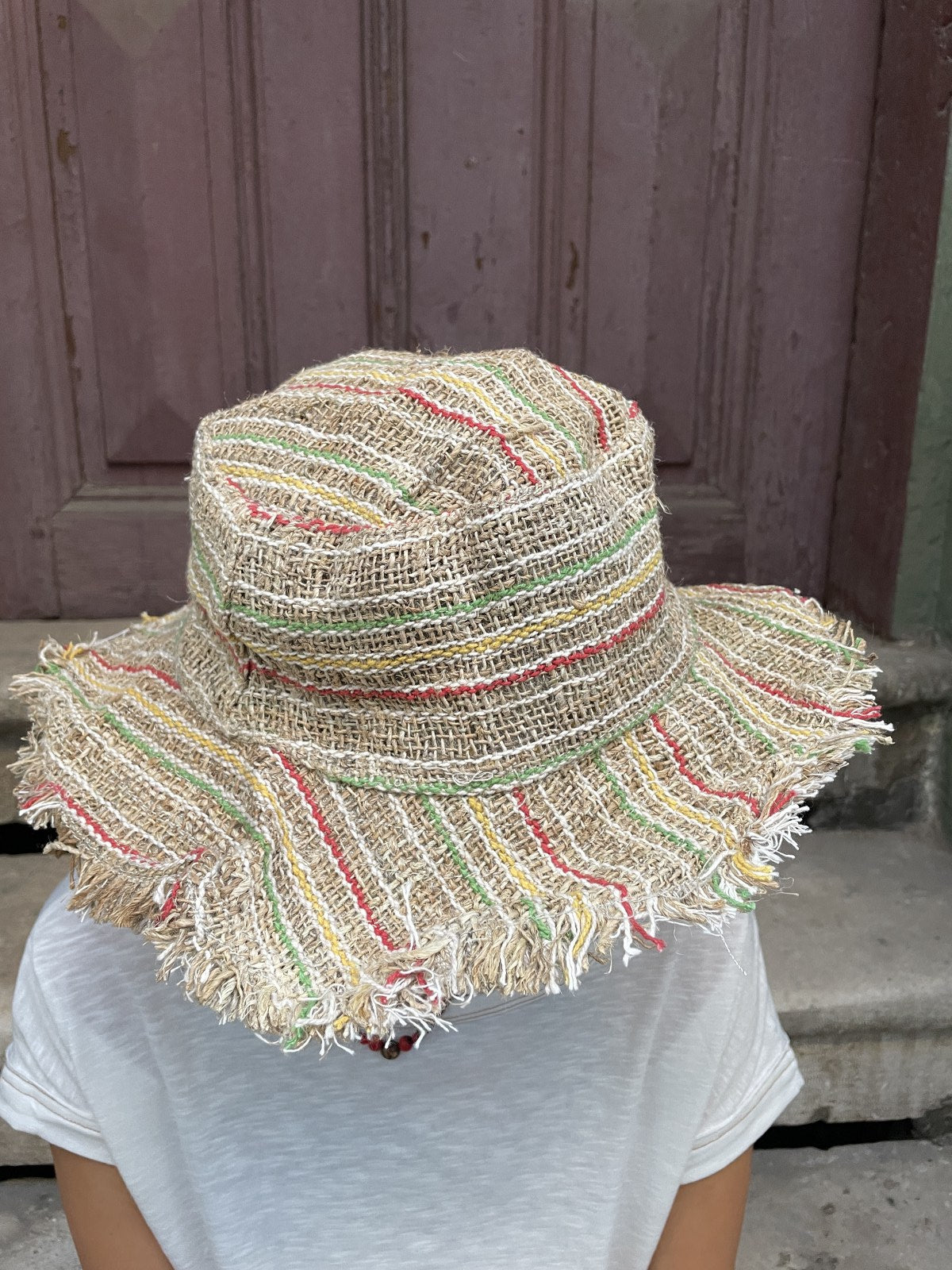 Doğal Hemp Çizgili Şapka