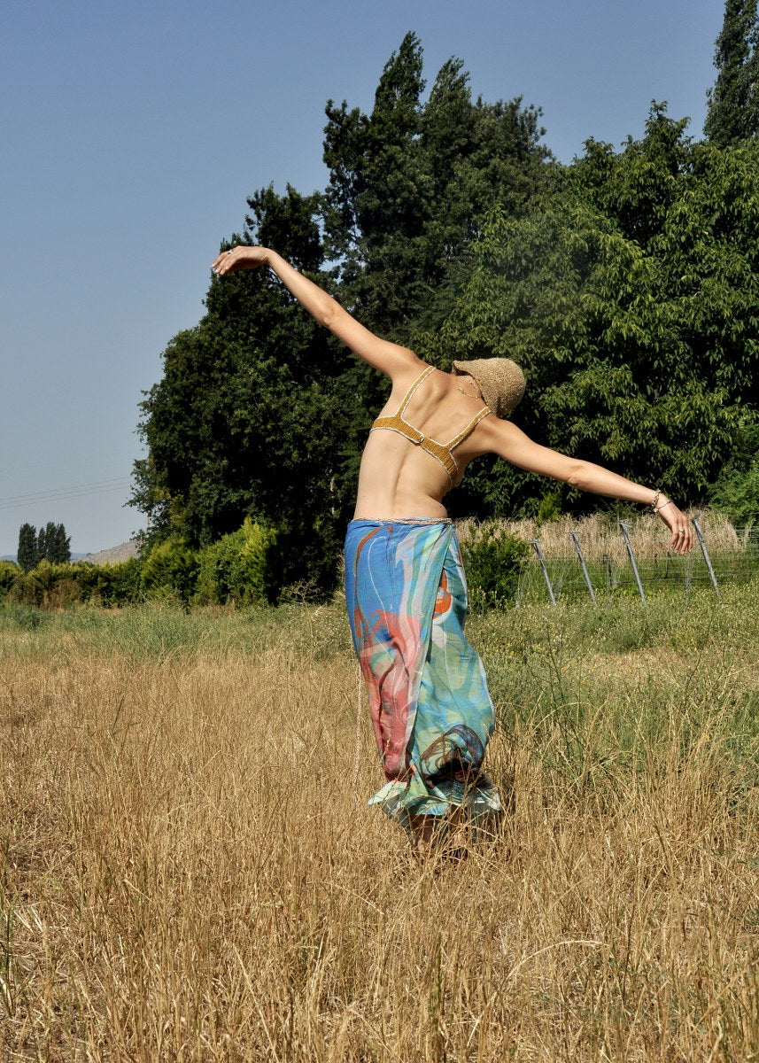 Tasarım Ebru Sarong Bağlamalı Etek Elbise