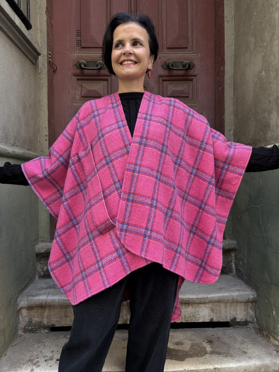 Kadın Renkli Ekose Panço