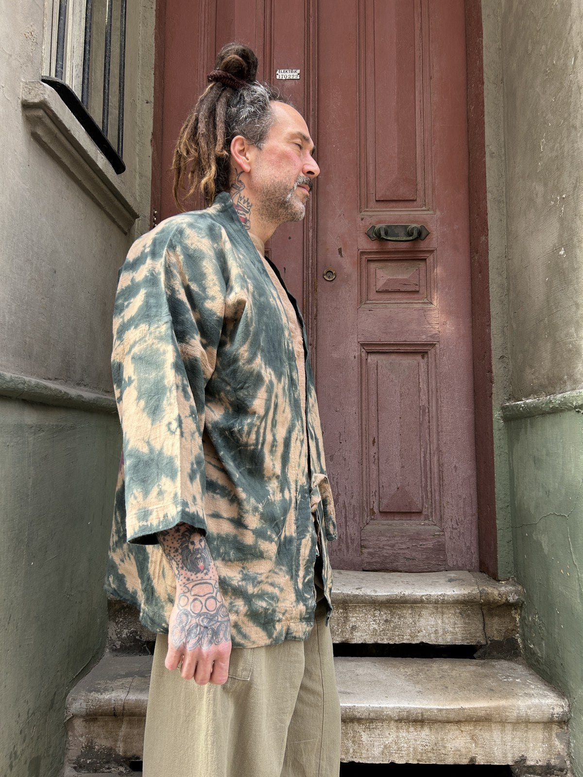 Bohem Erkek Batik Tasarım Kimono Ceket