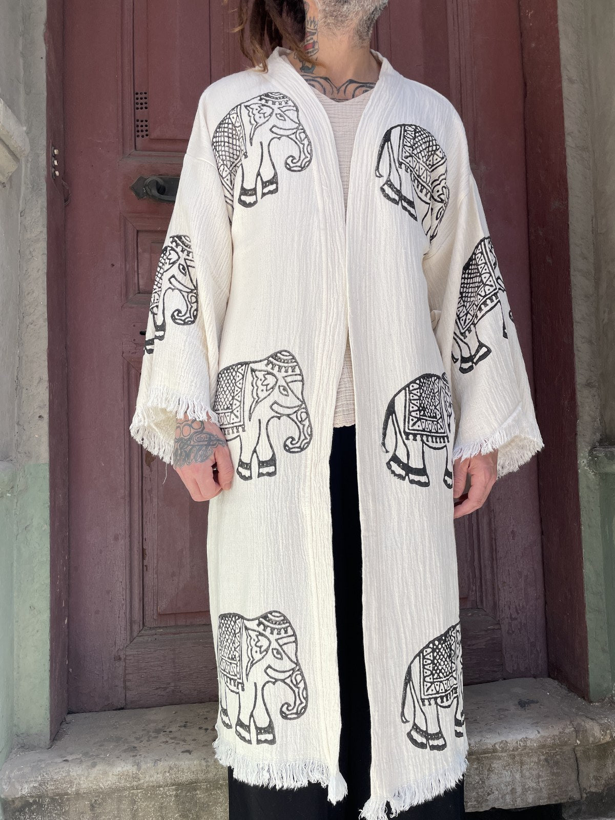 Festival Fil Uzun Erkek Kimono Kaftan Ceket Bornoz