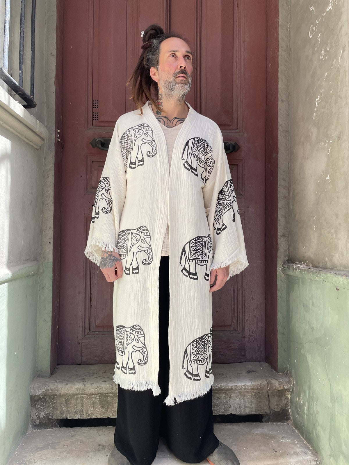 Festival Fil Uzun Erkek Kimono Kaftan Ceket Bornoz