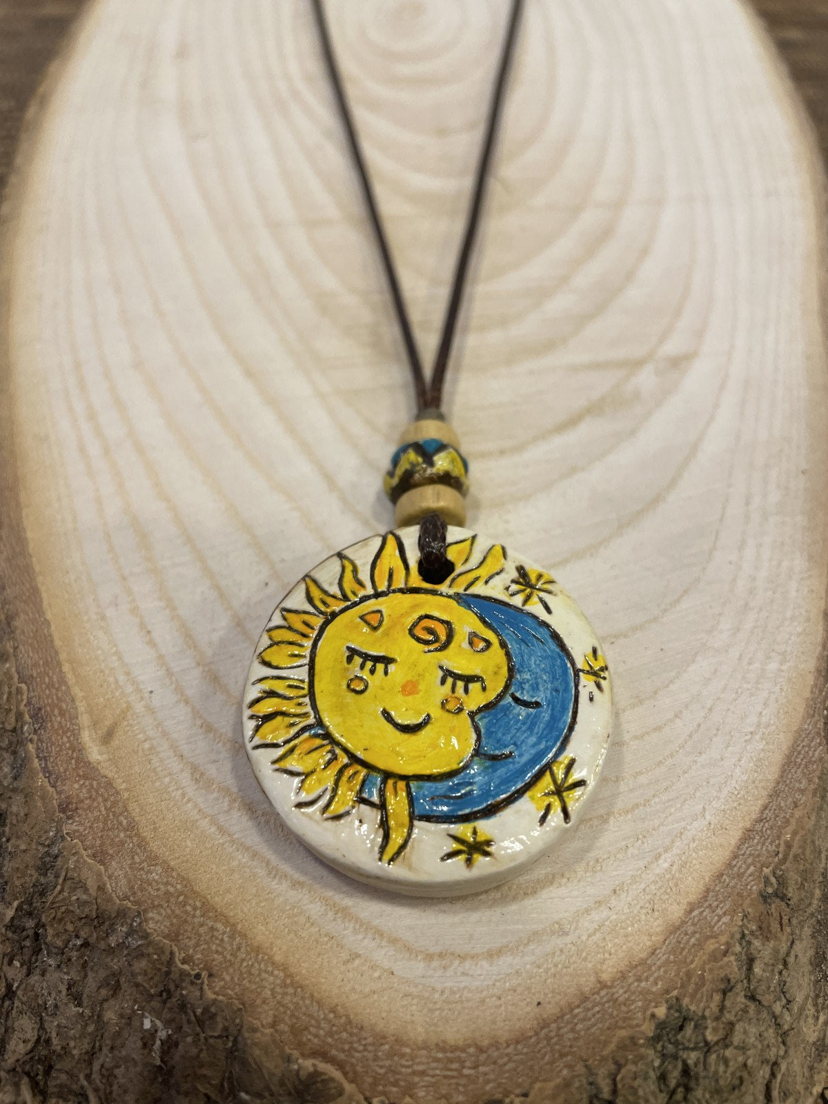 Tasarım Seramik Ay Güneş Kolye