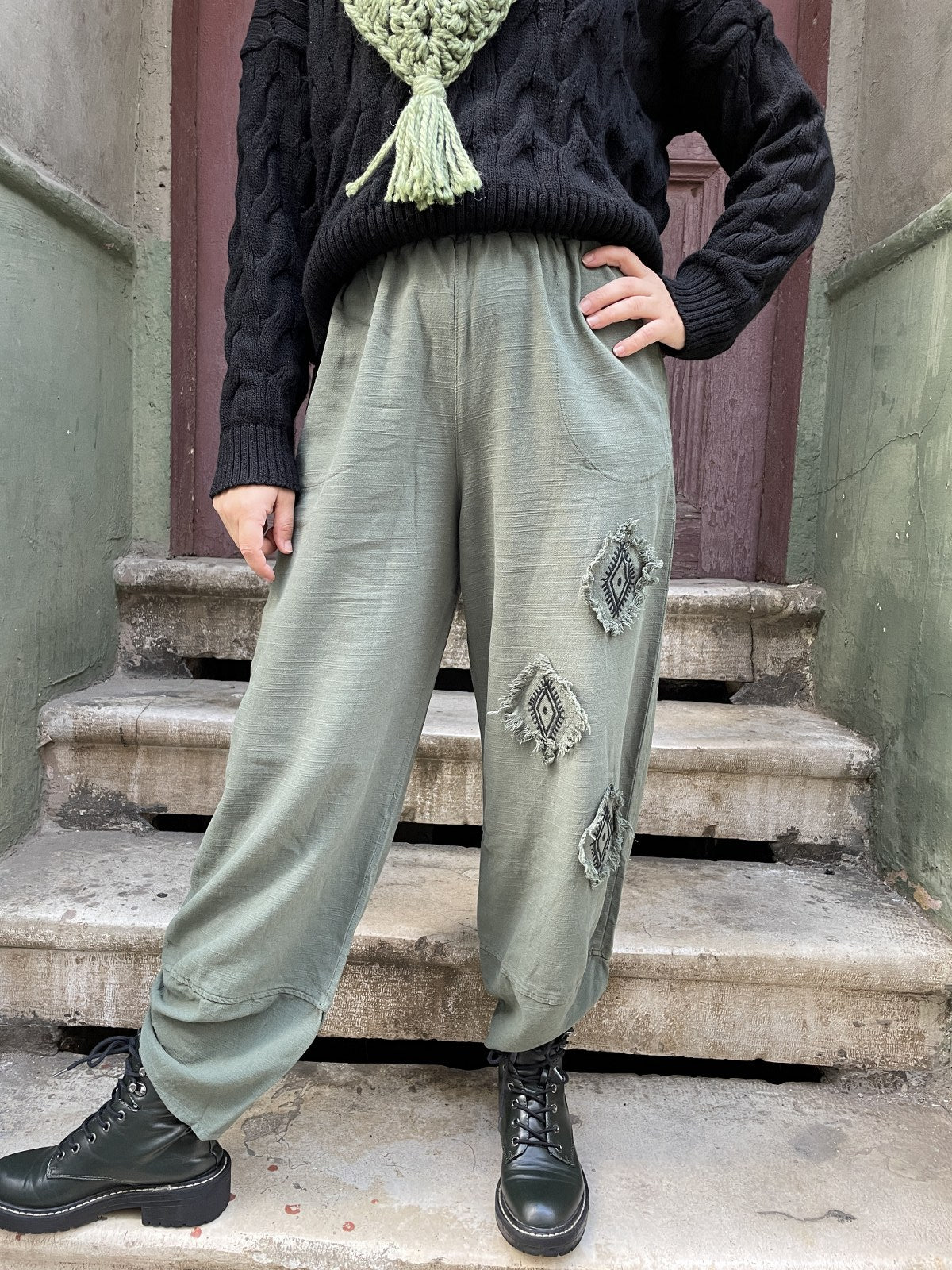 Bohem Kilim Motifli Kadın Pantolon