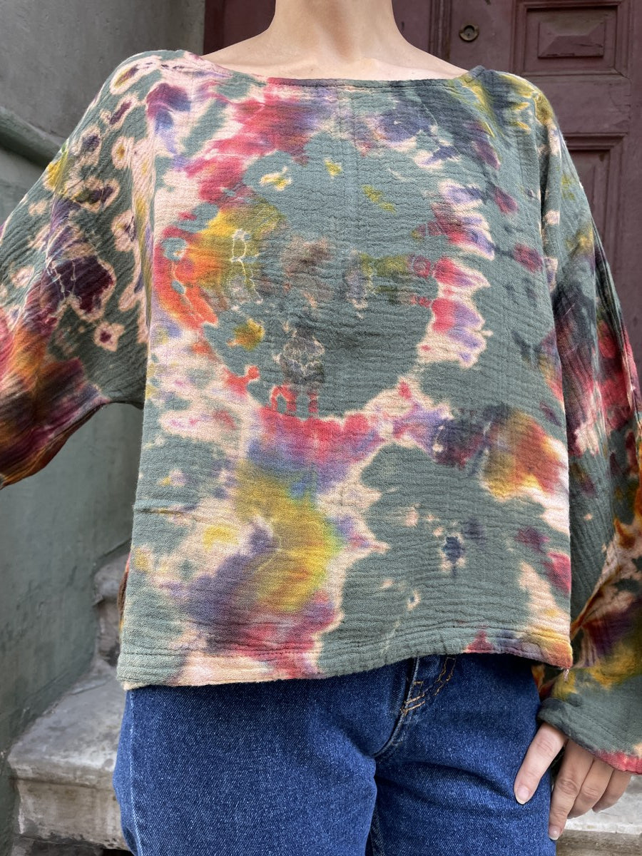 Batik Müslin Bluz – “Luna” – El Boyaması Bohem Tasarım,