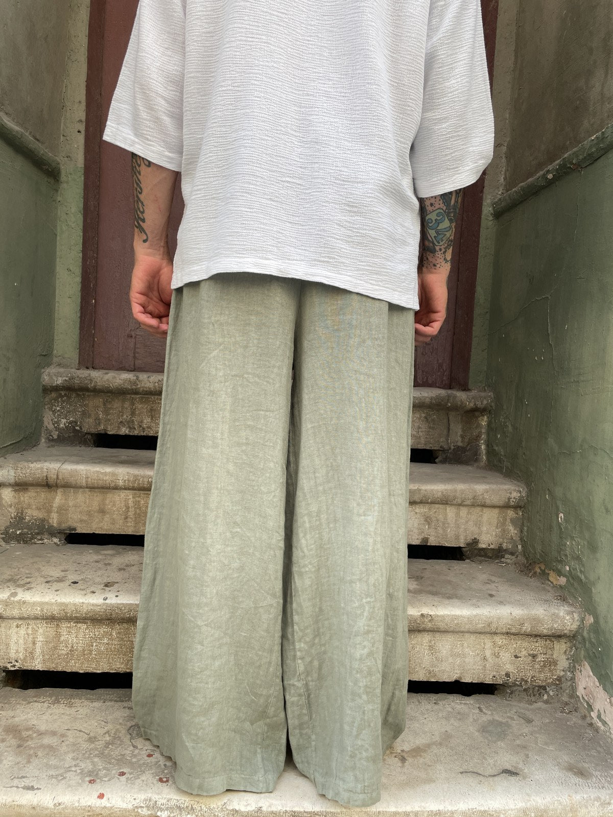 Bohem Erkek Cepli Haki Keten Pantolon – Rahat Salaş Model