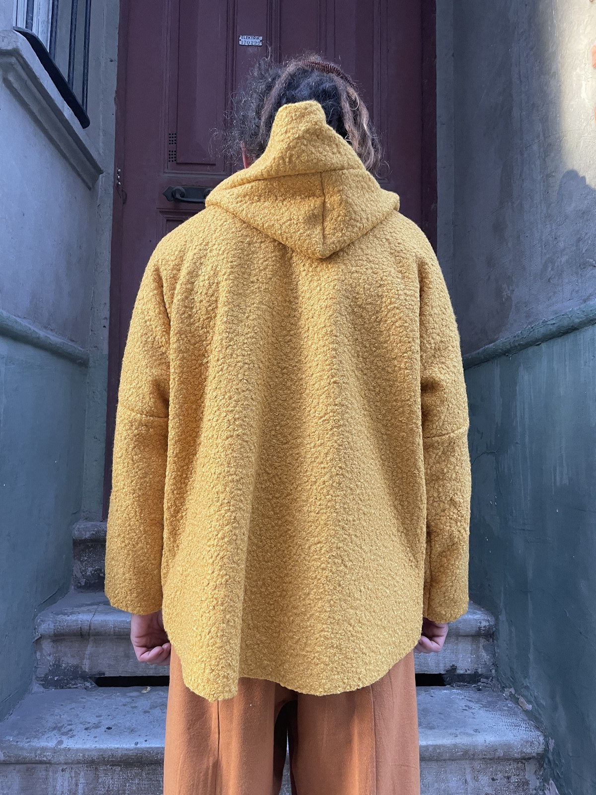 Unisex Hardal Bohem Salaş Kapşonlu İtalyan Kaban Mont