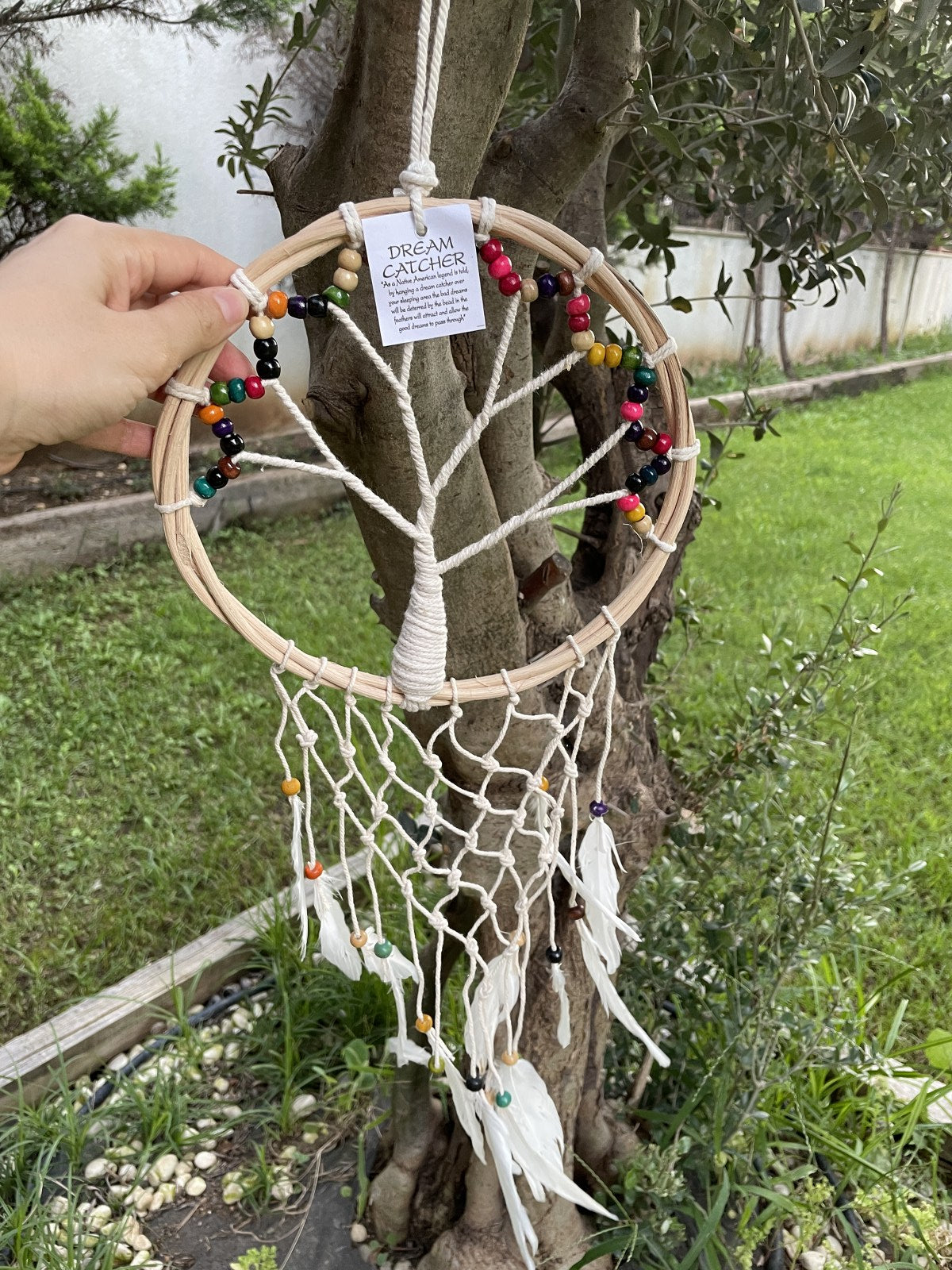 El Yapımı Hayat Ağacı Dreamcatcher – Doğal Tüylerle Bohem Düşkapanı