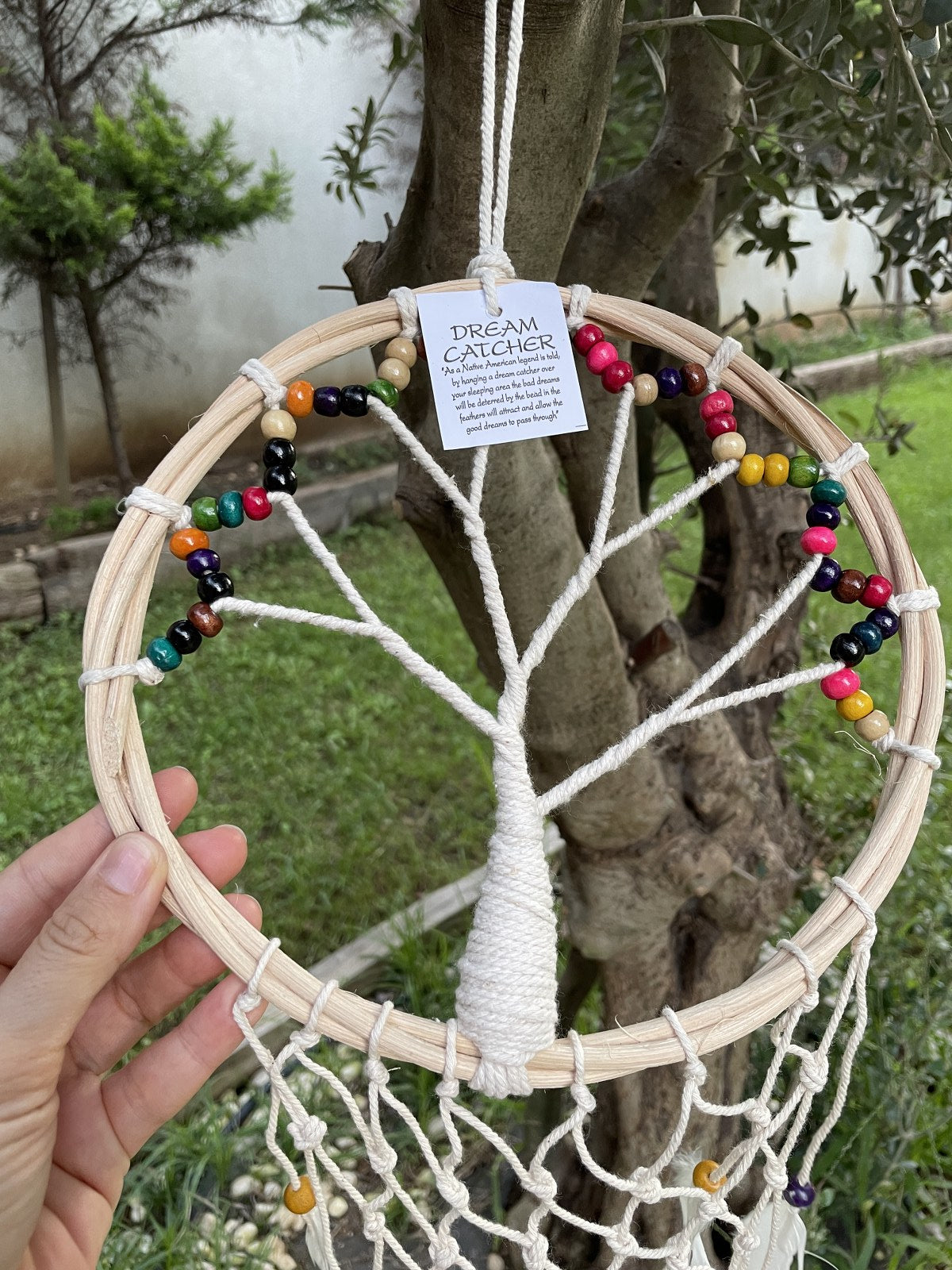 El Yapımı Hayat Ağacı Dreamcatcher – Doğal Tüylerle Bohem Düşkapanı