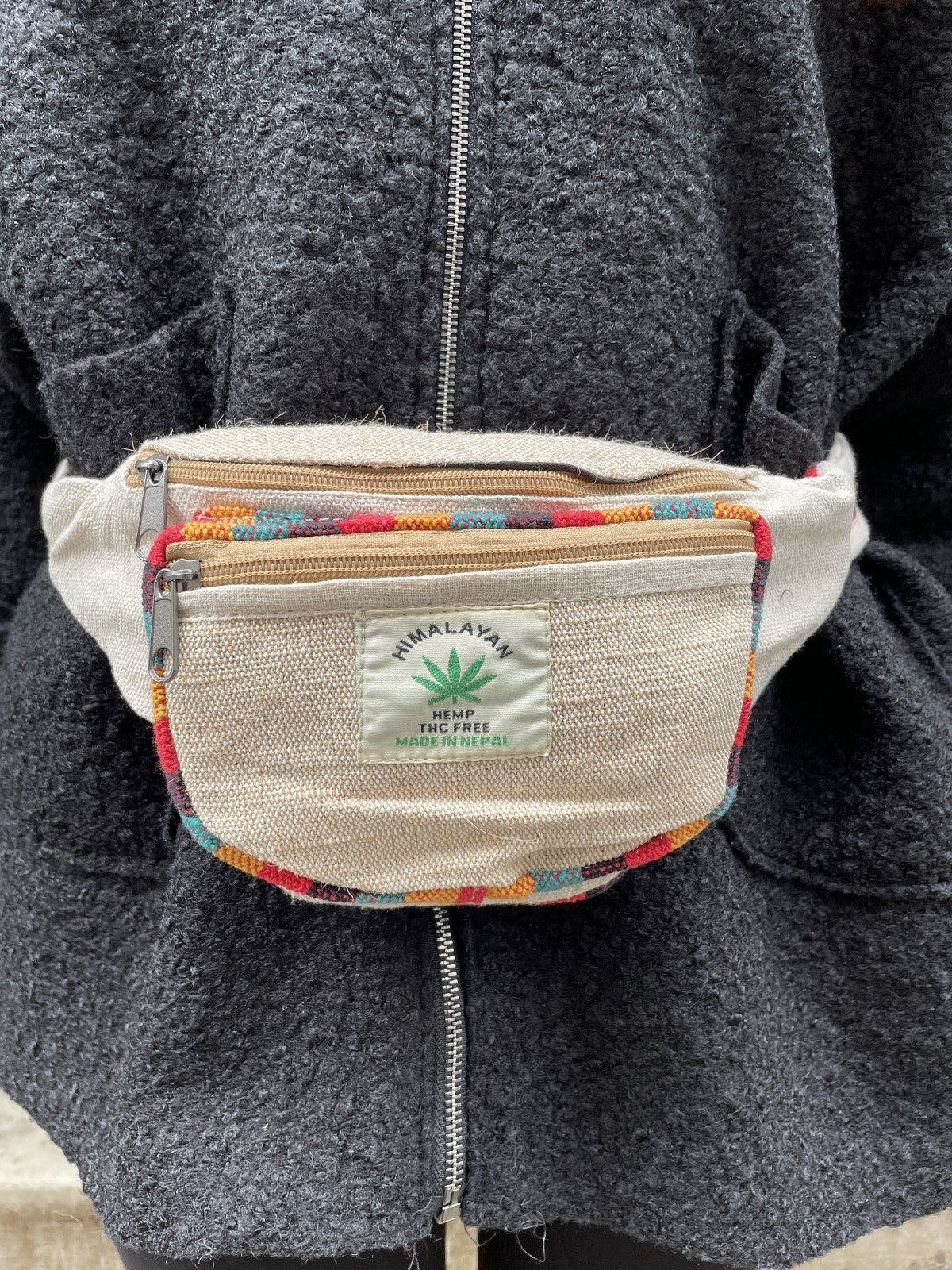 %100 Pure Hemp Bej Renkli Bel Çantası