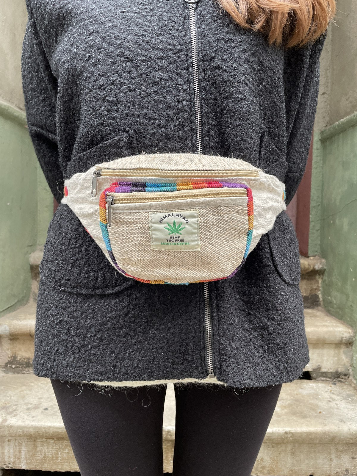 Pure Hemp Krem Gökkuşağı Bel Çantası