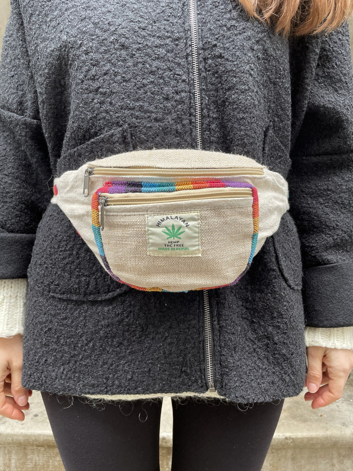 Pure Hemp Krem Gökkuşağı Bel Çantası