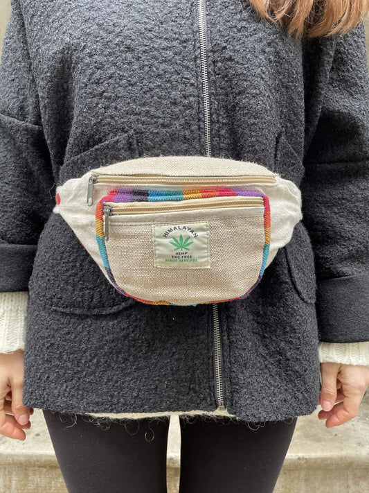 Pure Hemp Krem Gökkuşağı Bel Çantası