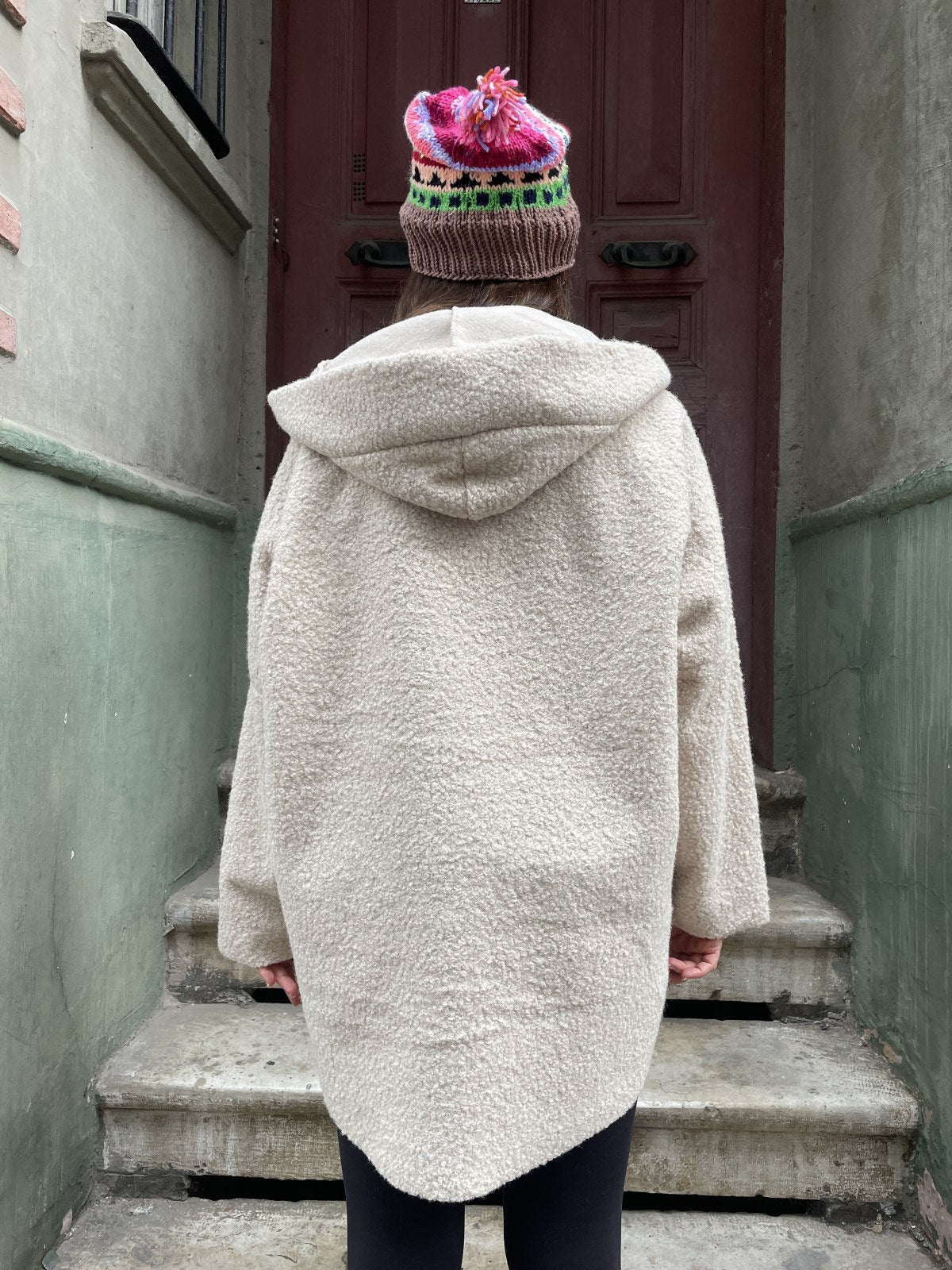 Bohem Kadın Bej Salaş Kapşonlu İtalyan Kaban Mont