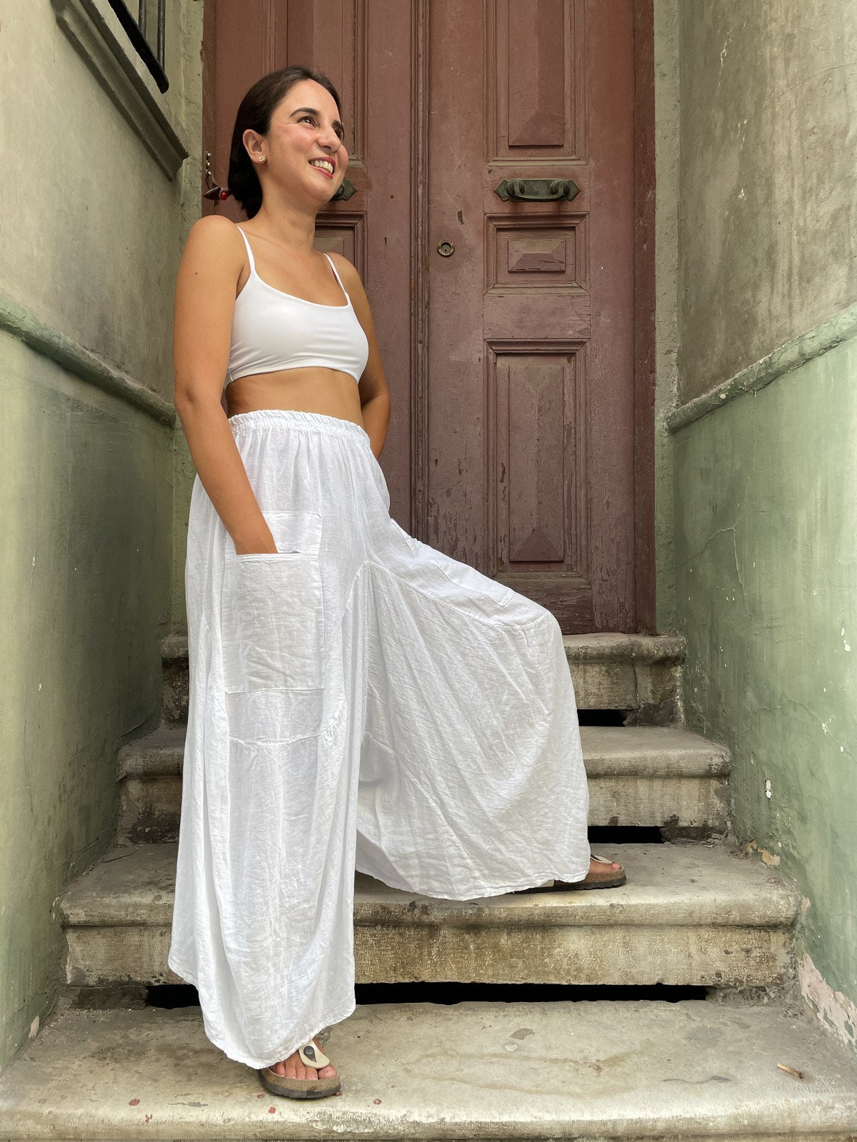 Bohem Keten Geniş Paça Pantolon
