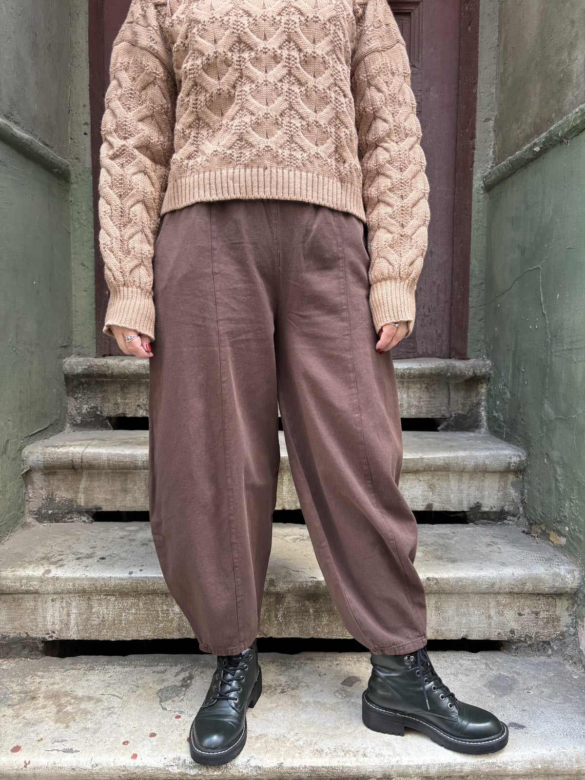 Unisex Bohem Kadın Mevsimlik Kışlık Rahat Pantolon - Kahve