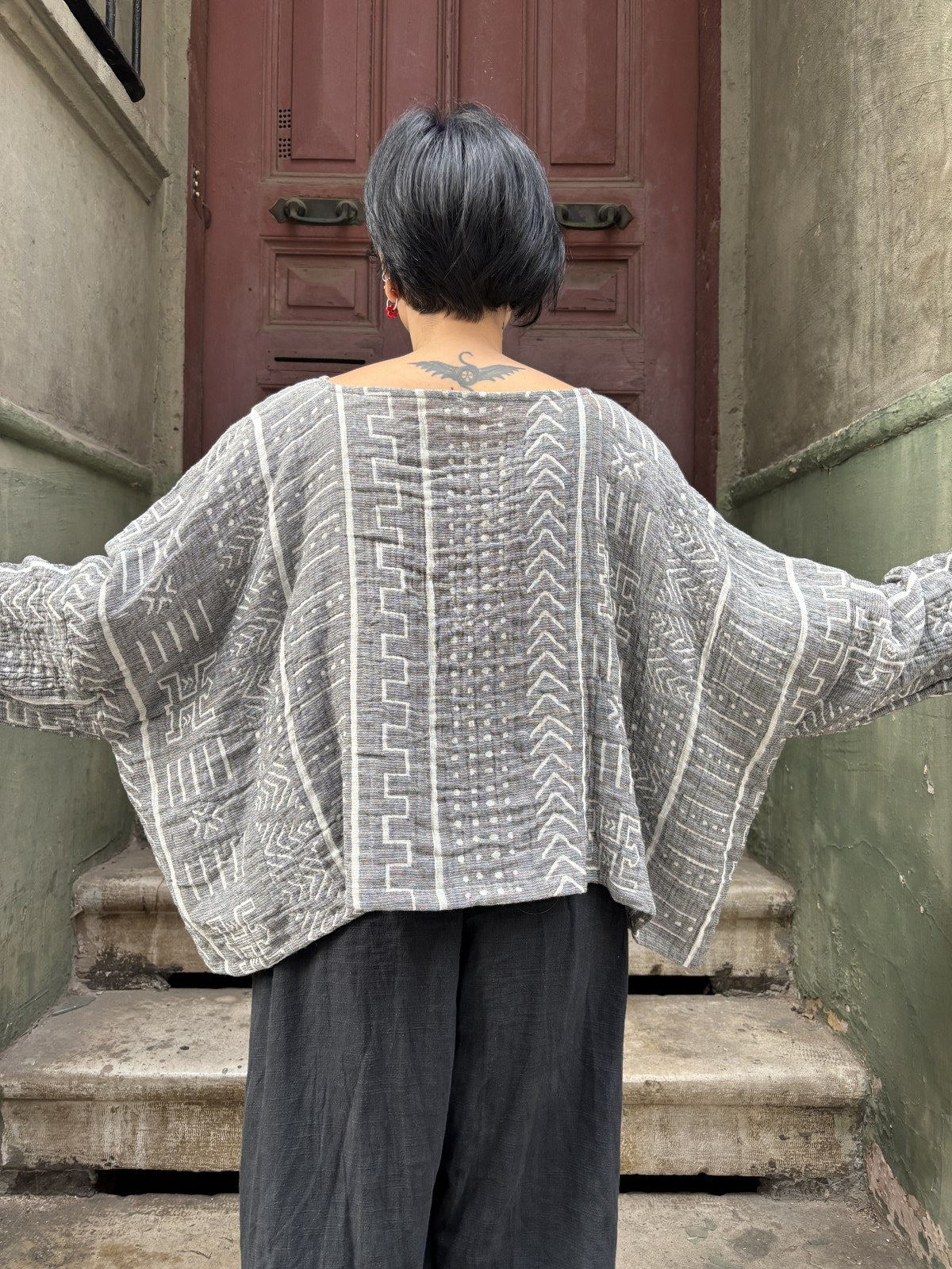 Tasarım Müslin Salaş Yaka Uzun Kollu Kadın Bluz