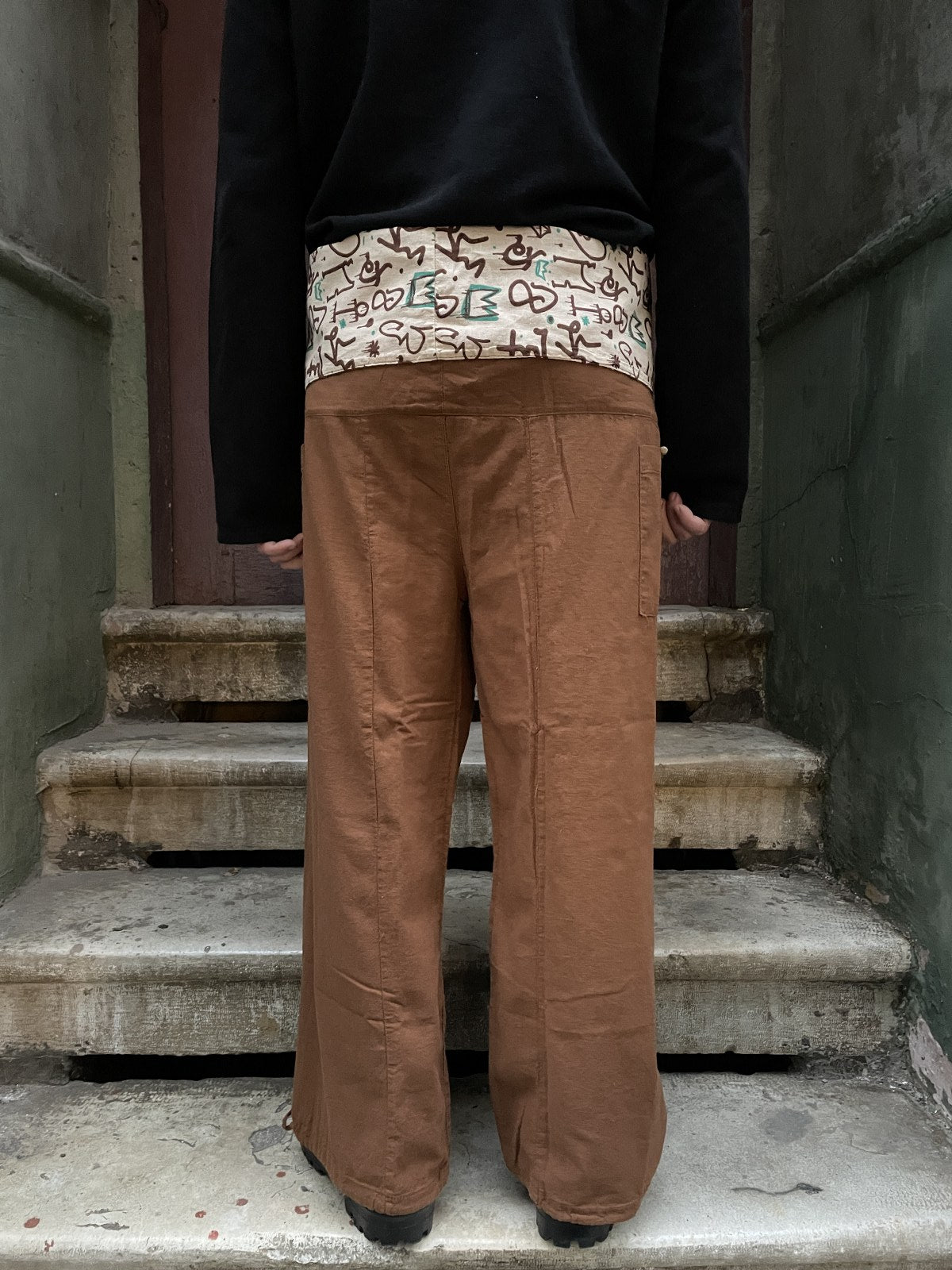 Unisex Çift Kullanımlı Kahve Thai Balıkçı Pantolon