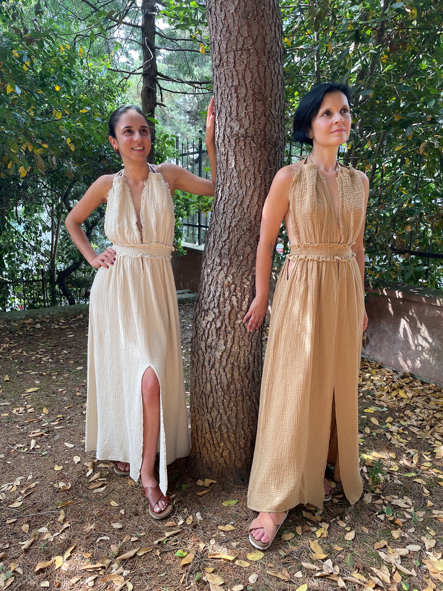 Bohem Sırt Açık Müslin Elbise