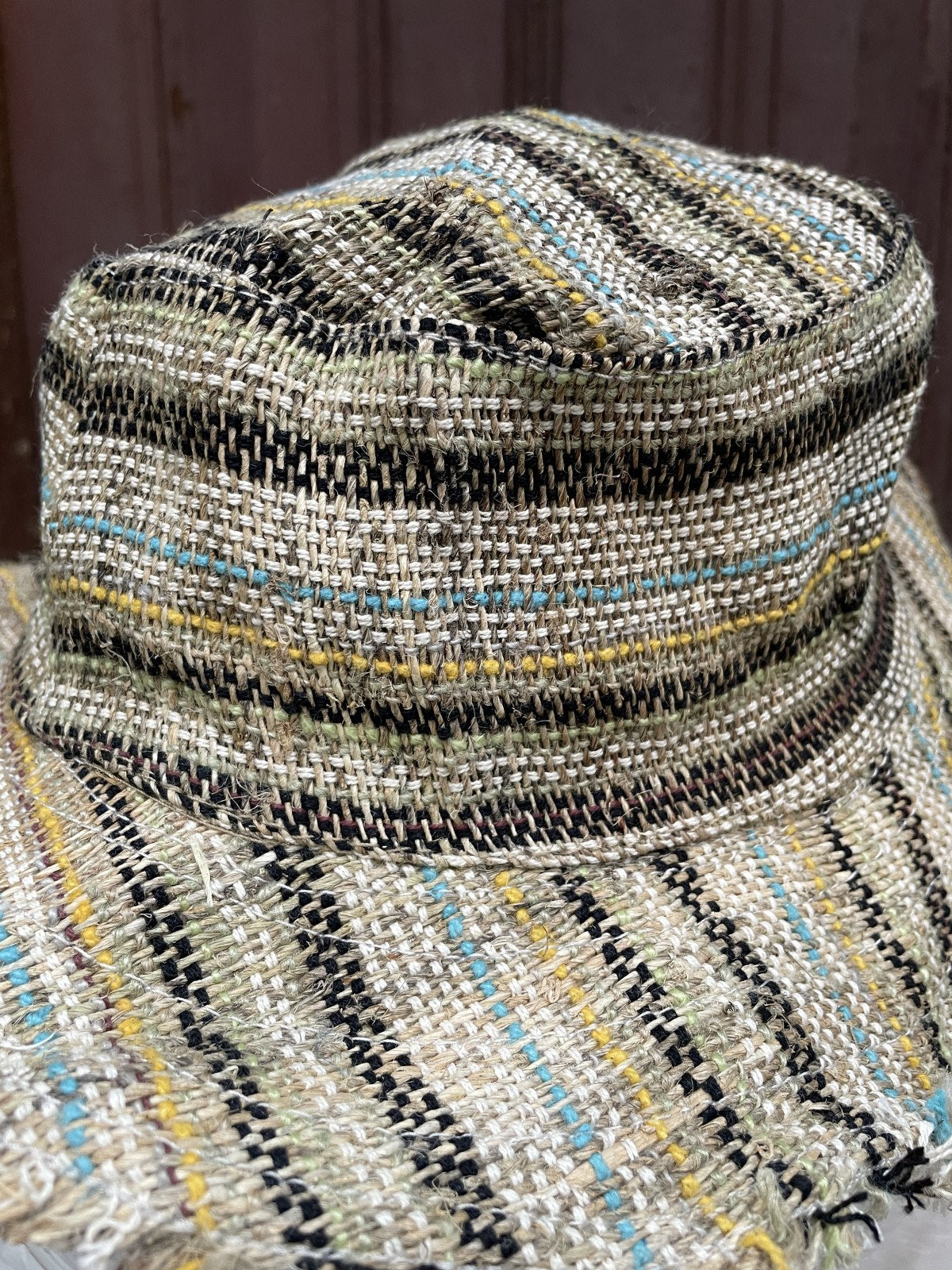 Çizgili Doğal Boho Nepal Şapka