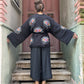 Bohem Gözlü Desenli Kadın Siyah Müslin Kimono