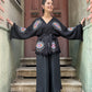Bohem Gözlü Desenli Kadın Siyah Müslin Kimono
