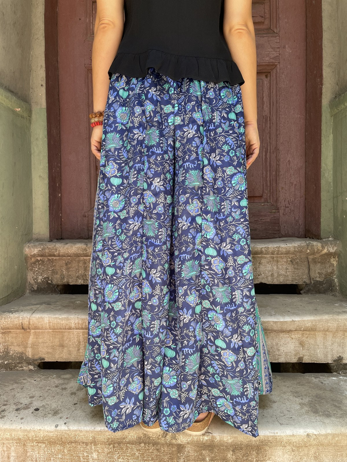 Bohem Nepal Koyu Mavi İpek Pantolon