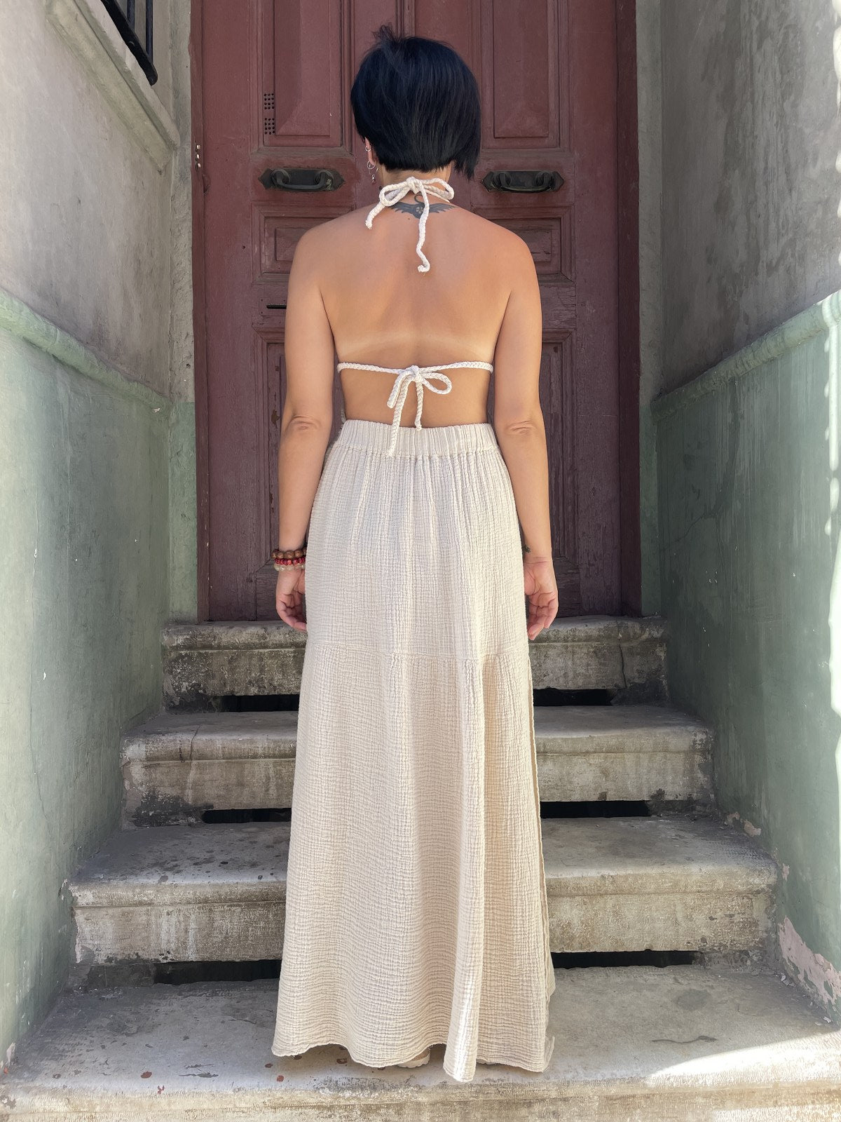 Bohem Örgülü Müslin Elbise