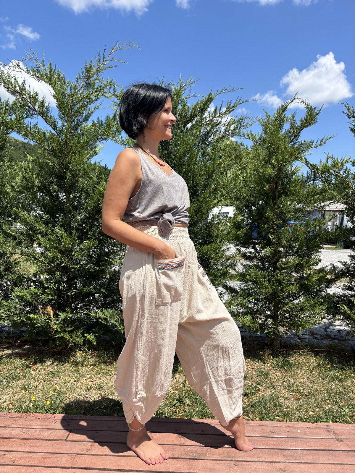 Bohem Önden Cepli Kadın Yoga Pantolonu