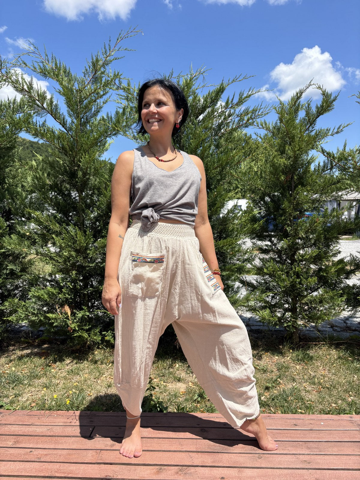 Bohem Önden Cepli Kadın Yoga Pantolonu