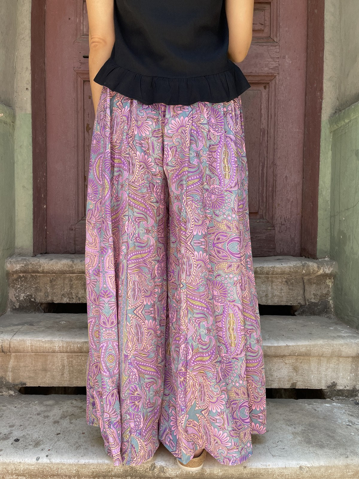 Bohem Nepal Lila İpek Pantolon