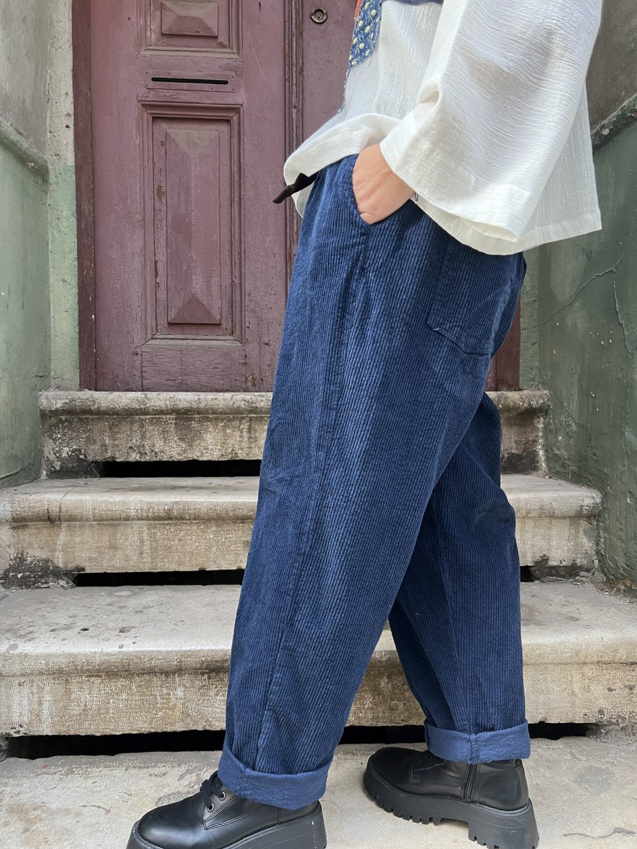 Kadın Kadife Pantolon Lacivert