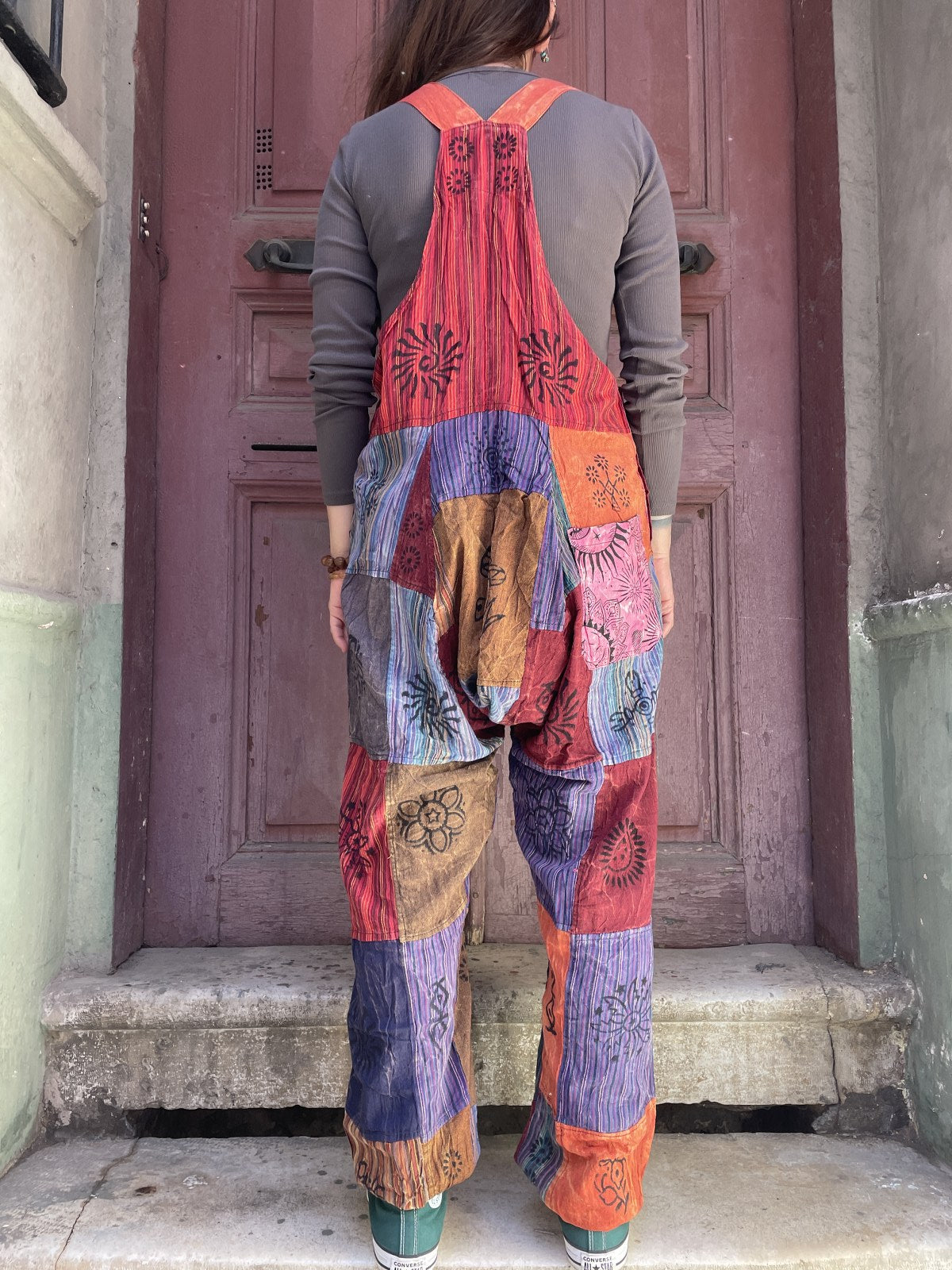 Bohem Mavi Yeşil Nepal Patchwork Tulum